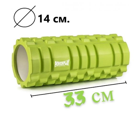 Масажний ролик (роллер) PowerPlay 4025 Massage Roller Зелений (33x14 см) (PP_4025_Green) | Зображення 1