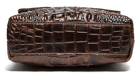 Cумка мужская с тиснением под крокодила Vintage 14698 Коричневая | Зображення 7
