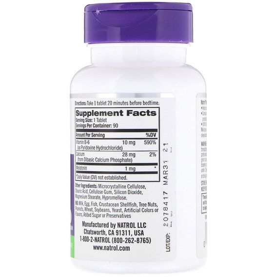 Мелатонін для сну Natrol Melatonin 1 mg 90 Tabs NTL-00465 | Зображення 1