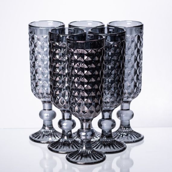 Набір келихів для шампанського 6 штук по 160 (мл) Сірий HP-19-115