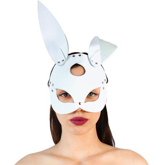 Шкіряна маска Зайчика Art of Sex - Bunny mask, колір Білий sexstyle