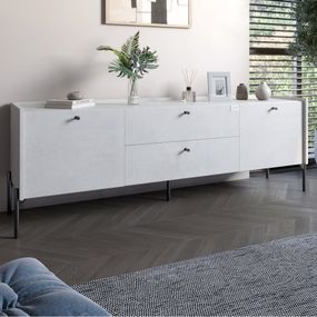 Тумба під телевізор з шухлядами LION Wood з чорними ніжками 180х50х40 см Бетон style (LION-043123)