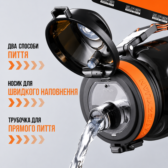 Спортивная бутылка KANGZYUAN 500 мл - Черная Tritan BPA-free, ударопрочная эко-бутылка с антискользящим грипом | Зображення 2