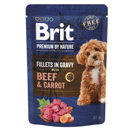 Корм вологий Brit Premium Fillets in Gravy Beef & Carrot для собак малих порід філе в соусі яловичина і морква 85 г