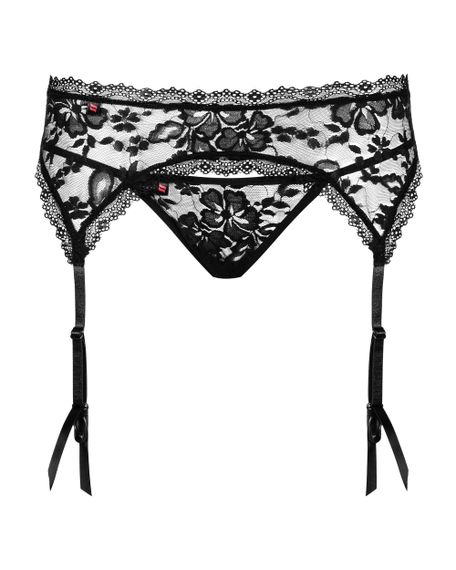 Пояс для панчох зі стрінгами Obsessive Catia Чорний S/M | Зображення 3