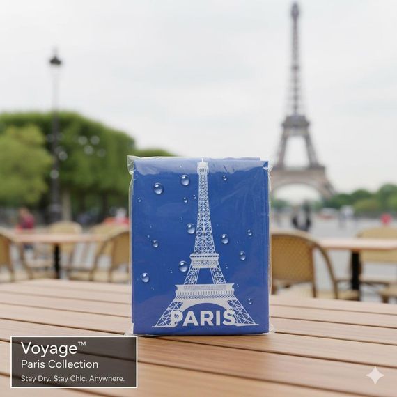 Дощовик Paris Blue — Стильний вологозахисний плащ із капюшоном, 5000 мм H2O (Розмір L) | Зображення 5