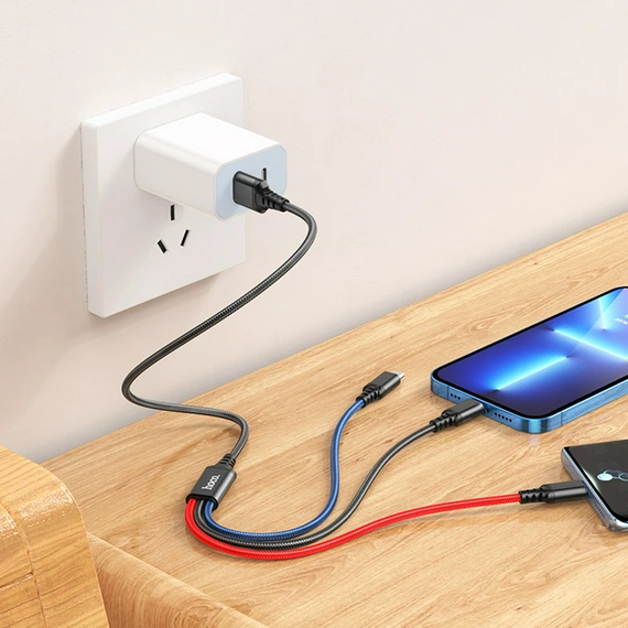 Кабель 3в1 Hoco X76 USB Micro/Lightning/Type-C 2A 1m | Зображення 4