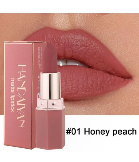 Нюдова матова помада HANDAIYAN Matte Lipstic №01 Honey Peach