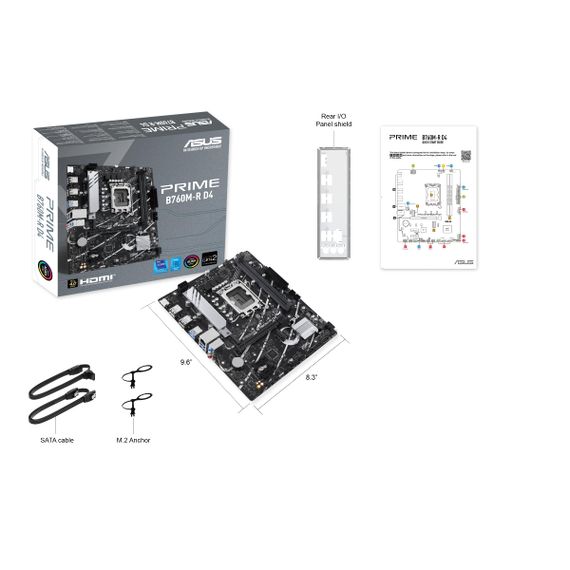 Материнcкая плата ASUS PRIME B760M-R D4 s1700 B760 2xDDR4 M.2 HDMI mATX 90MB1HA0-M0EAY0 | Зображення 1