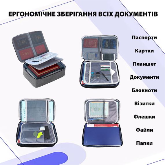 Сумка-органайзер для документів сіра LoveYouHome | Зображення 6