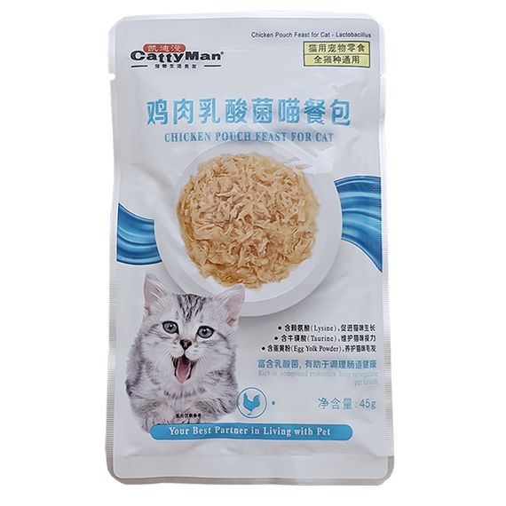 Корм CattyMan Lactobacillus Chicken Feast вологий з куркою для котів із проблемами травлення 45 гр