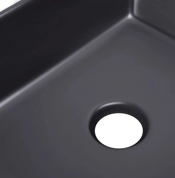 Комплект Qtap Tern: Раковина накладна прямокутна 480х370х135 мм Matt Black + Донний клапан PU03 (QT172074MBMBN47300) | Зображення 3