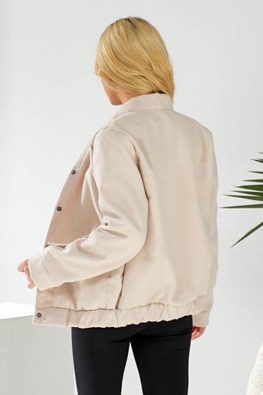 Бомбер женский искусственный кашемир, цвет светло-бежевый, 257R325 | Зображення 2