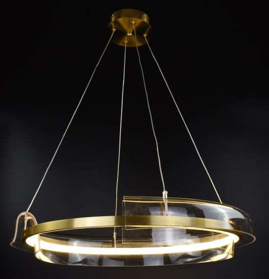 Люстра світлодіодна підвісна LED світильник для квартири на стелю лед 26891 Латунь 30-150х60х60 см. | Зображення 3