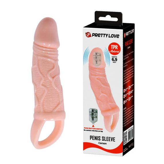 Насадка на член - Pretty Love Carson Vibrating Penis Sleeve Flesh sexstyle
