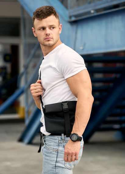 Чоловіча сумка через плече мессенджер Sambag MZH чорний тканева 20 × 25 см (70301065m) | Зображення 4