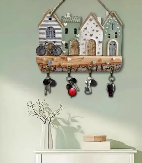 Дошка - ключниця декоративна  Будиночки Розмір  23*15 | Зображення 1