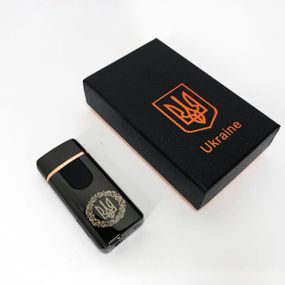 Электрическая и газовая зажигалка Украина с USB-зарядкой HL-435. PT-761 Цвет: черный