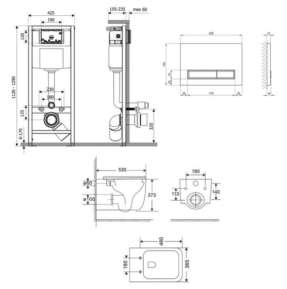 Набір Qtap Nest 4 в 1 підвісний унітаз Gemini Ultra Quiet 530х365х373 + комплект інсталяції QT2533076EUQW46157 | Зображення 1