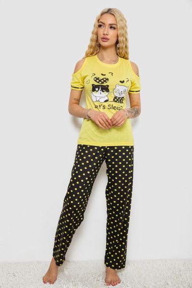 Піжама жіноча з принтом, колір жовтий, 243R2038-A