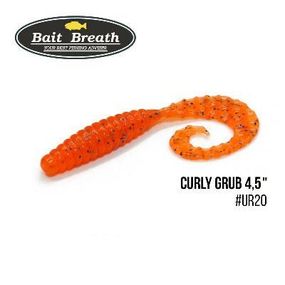 Силиконовая приманка, Съедобный силикон Bait Breath Curly Grub 4,5" (8шт) (Ur20 orange/seed)