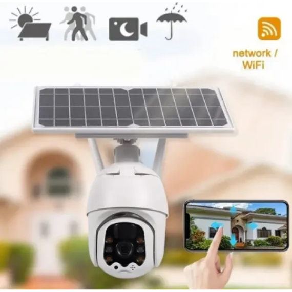 Поворотная уличная IP Solar камера PTZ видеонаблюдения с солнечной панелью | Зображення 2