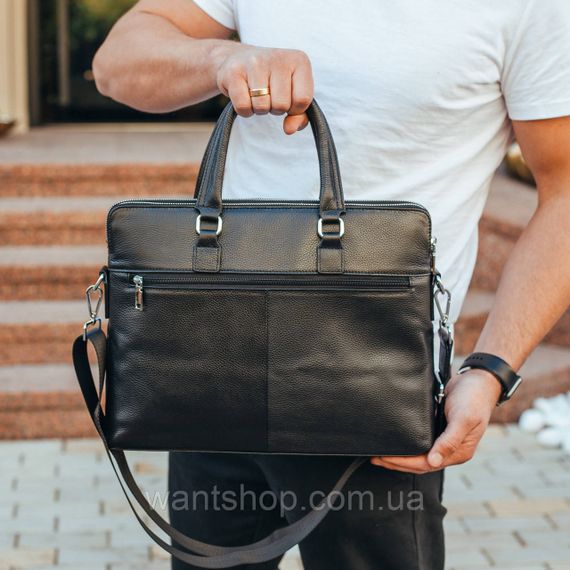 Чоловіча шкіряна сумка портфель для ноутбука чорна Tiding Bag TM-66198 | Зображення 5