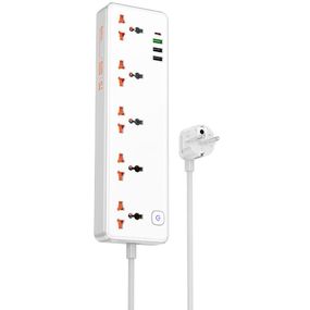 Удлинитель Hoco AC14A Rico PD30W (3USB-A/1C/5xSocket) (1.5m) White