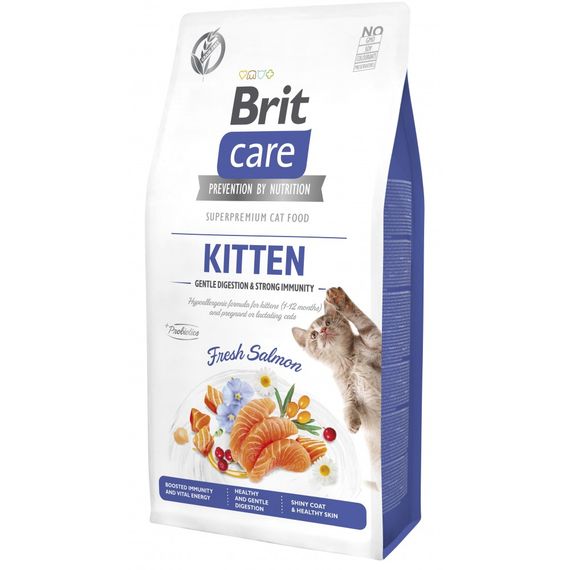 Корм сухий Brit Care Cat Grain Free Kitten Gentle Digestion Strong Immunity для кошенят для міцного імунітету з лососем 7 кг
