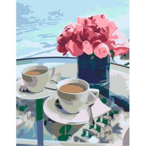 Картина по номерам Rosa Кофе и цветы 35 х 45 см (4823098521235) - Топ Продаж!