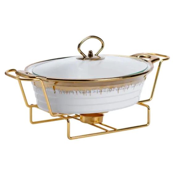 Мармітниця порцелянова 1 літр кругла, підставка з підігрівом HP1025 | Зображення 1