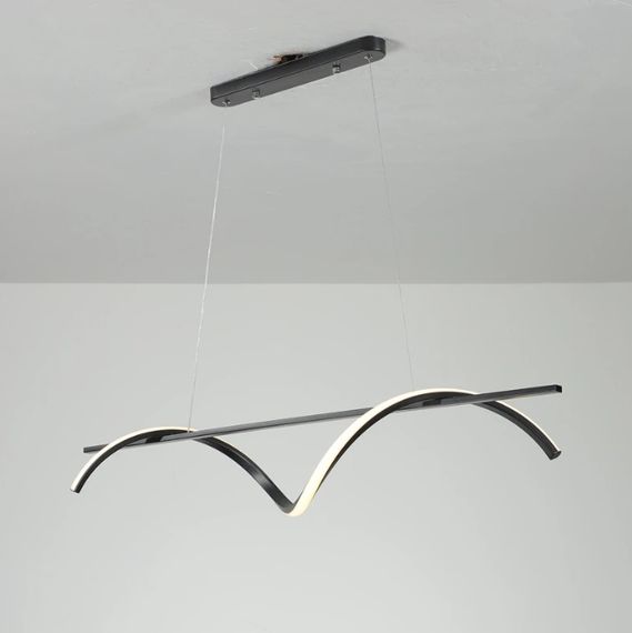 Люстра світлодіодна підвісна LED світильник для квартири на стелю лед 26738 Чорний 30-160х10х120 см. | Зображення 7