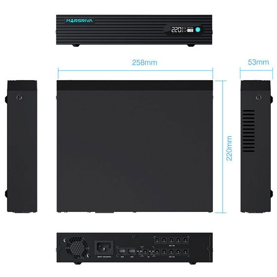 ДБЖ Marsriva DC UPS для роутерів KP7 10xDC+PoE OUT, 9V/12V 100W 24000mAh (76.8Wh) LiFePo4 | Зображення 3