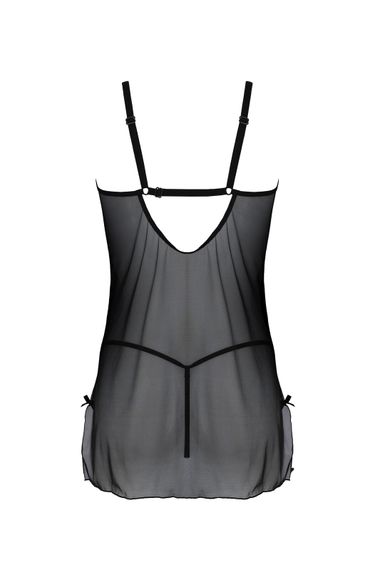 Пеньюар Passion DROSERA CHEMISE black, S/M, мереживний ліф зі стрепами, трусики в комплекті | Зображення 3