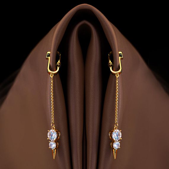 Прикраси для клітора та статевих губ UPKO Non-pierced Jewelry Snowman з гірським кришталем, золотисті sexstyle