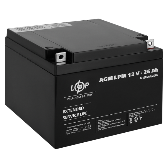 Акумулятор AGM LPM 12V - 26 Ah | Зображення 2