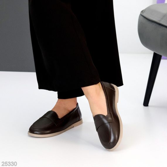 Класичні шкіряні лофери колір гіркий Шоколад виробництво Україна | Зображення 8