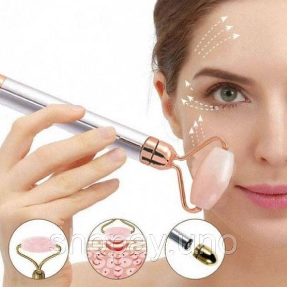 Масажер ролик електричний для особи Facial Roller Massager. Колір бежевий NX-65 | Зображення 7