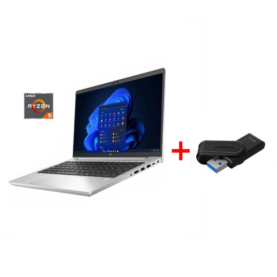 Ультрабук HP ProBook 445 G9 / 14" (1920x1080) IPS / AMD Ryzen 5 5625U (6 (12) ядер по 2.3 - 4.3 GHz) / 8 GB DDR4 / 256 GB SSD / AMD Radeon RX Vega 7 Graphics / WebCam / Win 11 Pro б/в + Подарунок Флеш-накопичувач Kingston DataTraveler Exodia S 64 ГБ