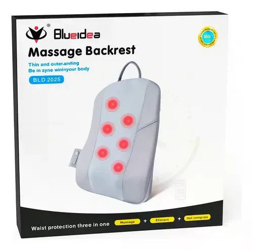 Автомобильная массажная подушка-спинка • Массажная накидка на сиденье для автомобиля, дома и офиса с креплением к подголовнику | Зображення 4