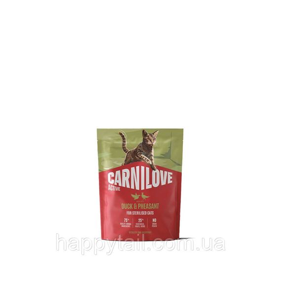 Беззерновой сухой корм Carnilove Active Duck & Pheasant Sterilised для стерилизованных кошек утка и фазан 400 г (артикул 173721)