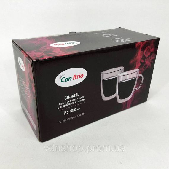 Чайные чашки с двойным дном Con Brio СВ-8435-2, 2шт, 350мл, Набор чашек для чая с двойным дном DS-23 | Зображення 5