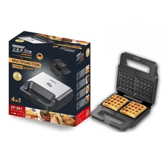 Вафельниця 4в1 Zepline 2200W ZP-801 Мультимейкер зі змінними панелями для сендвічів вафель гриль горішниця | Зображення 9