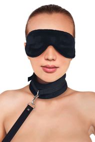 Набір нашийник з повідцем і маска чорний One Size Art of Sex Soft Touch Light