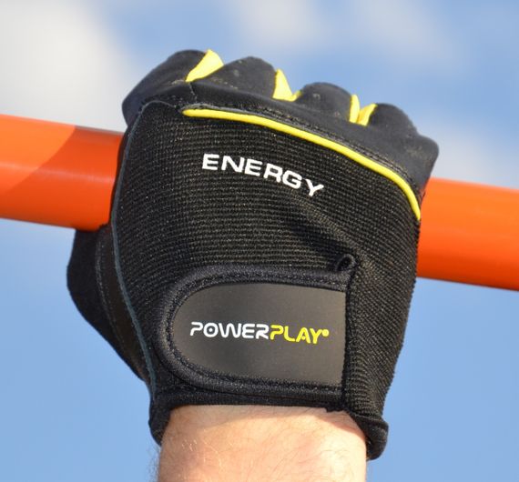 Рукавички для фітнесу PowerPlay 9058 Energy чорно-жовті M | Зображення 9