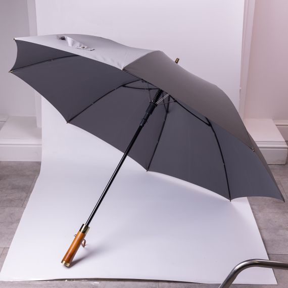 Класична парасолька-тростина напівавтомат з поліестеру 8 спиць діаметр 124 см Сірий HP-23-6G | Зображення 7