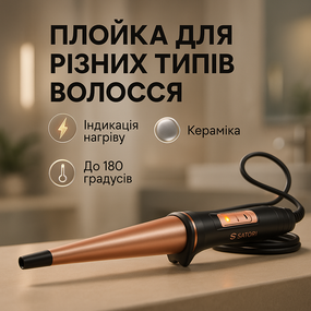 Плойка для разных типов волос Satori SS-3510-BL, Плойки для объема волос Плойка стайлер MD-36