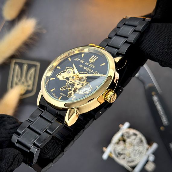Класичний чоловічий годинник Awarder 022 Black-Gold Mechanic Metall Не Забуду Дім | Зображення 6