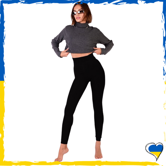 Лосины женские утепленные черный эко-мех. Трикотажные теплые лосины. Зима. M, L, XL