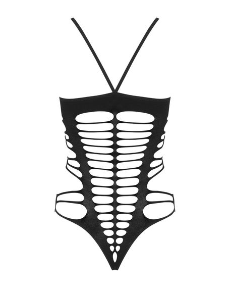 Бодістокінг із поперечними вирізами Obsessive B122 teddy S/M/L, чорний | Зображення 5